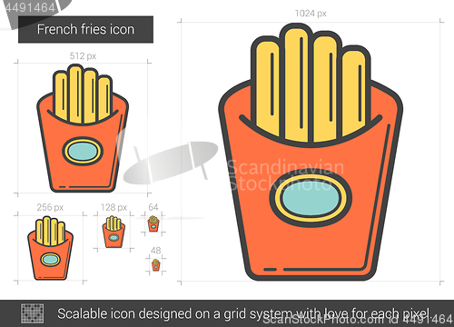 Image of French fries line icon.