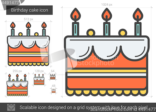 Image of Birthday cake line icon.