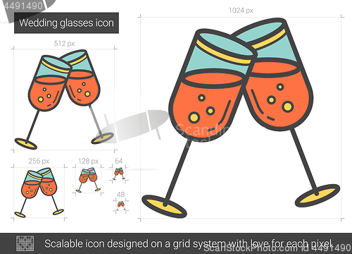 Image of Wedding glasses line icon.