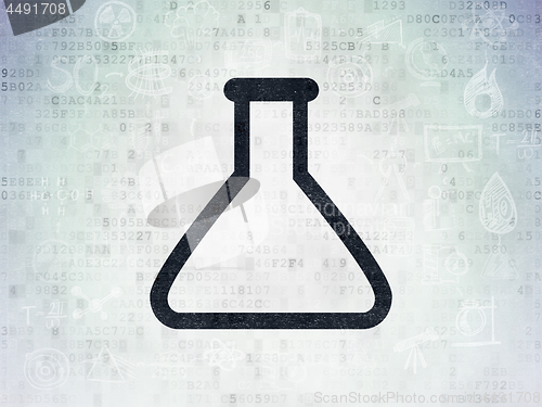 Image of Science concept: Flask on Digital Data Paper background