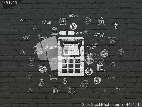 Image of Currency concept: ATM Machine on wall background