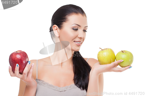 Image of Beautiful girl with apples 