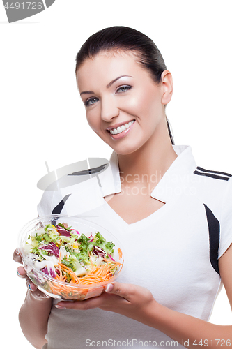 Image of Beautiful girl with salad