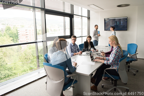 Image of Business Team At A Meeting at modern office building
