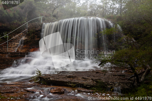 Image of Scenic views of the Misty Weeping Rock at Wentworth Falls 