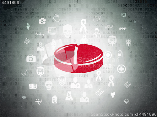 Image of Health concept: Pill on Digital Data Paper background