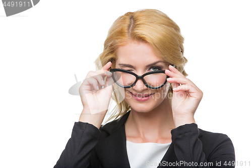 Image of Beautiful business lady in glasses