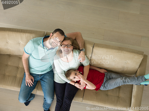 Image of family with little boy enjoys in the modern living room