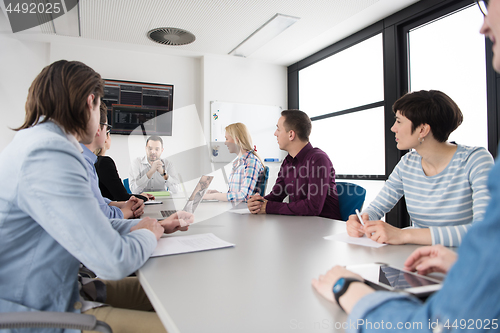 Image of Business Team At A Meeting at modern office building