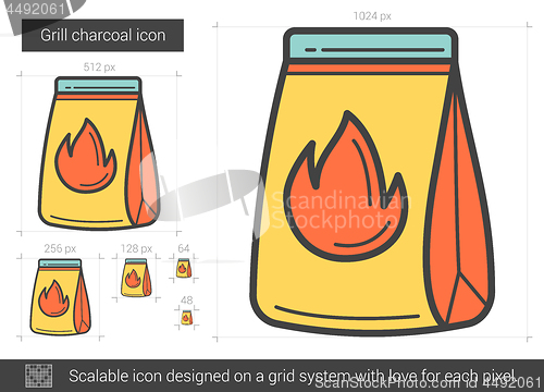 Image of Grill charcoal line icon.