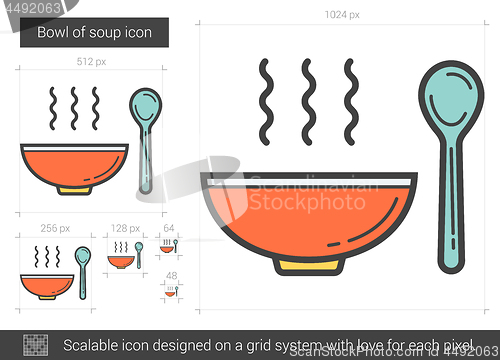 Image of Bowl of soup line icon.