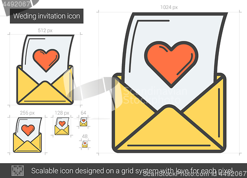 Image of Open love letter line icon.