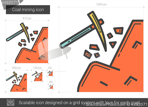 Image of Coal mining line icon.