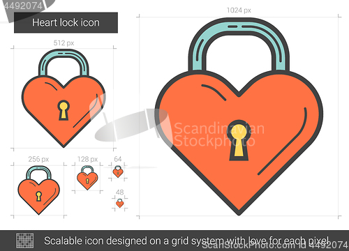 Image of Heart lock line icon.