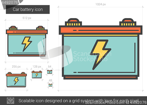 Image of Car battery line icon.