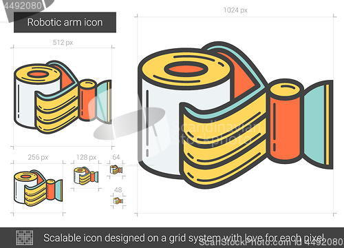 Image of Robotic arm line icon.