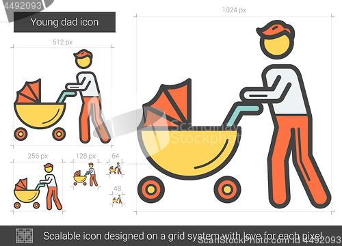 Image of Young dad line icon.