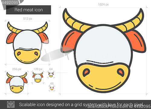 Image of Red meat line icon.
