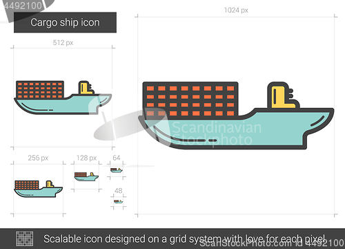 Image of Cargo ship line icon.