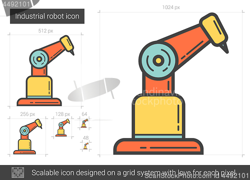 Image of Industrial robot line icon.