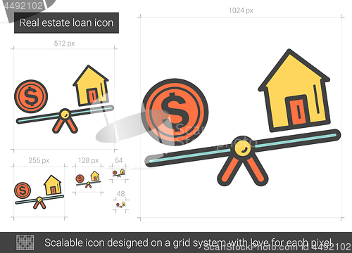 Image of Real estate loan line icon.