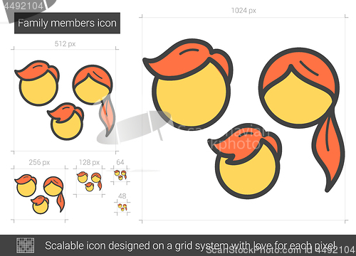 Image of Family members line icon.