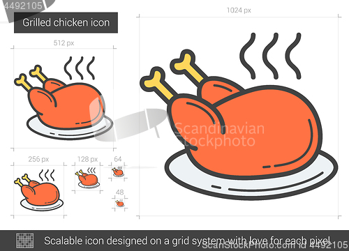 Image of Grilled chicken line icon.