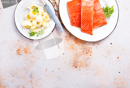 Image of salmon fish and butter 