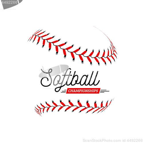 Image of Softball ball on white background. Vector illustration