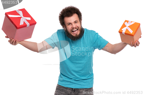 Image of Crazy bearded man - holidays concept