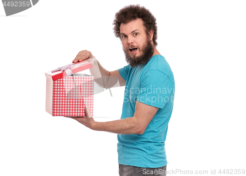 Image of Crazy bearded man - holidays concept