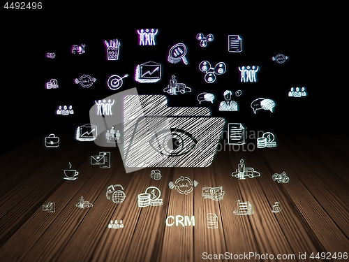 Image of Business concept: Folder With Eye in grunge dark room
