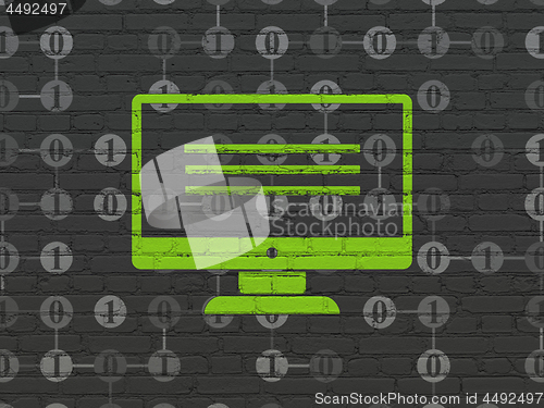 Image of Web development concept: Monitor on wall background
