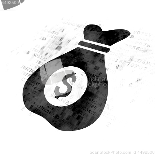 Image of Finance concept: Money Bag on Digital background