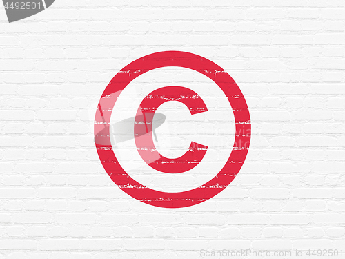 Image of Law concept: Copyright on wall background