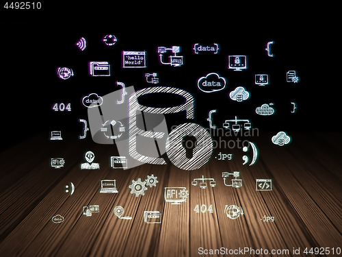 Image of Programming concept: Database With Lock in grunge dark room