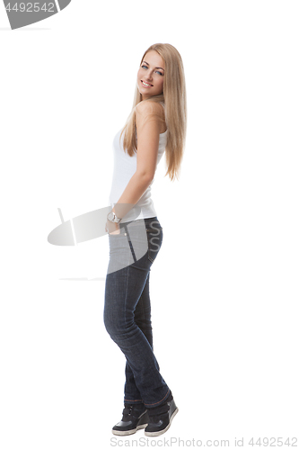 Image of Beautiful girl in jeans