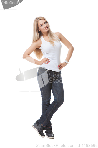 Image of Beautiful girl in jeans