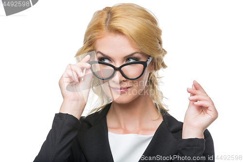 Image of Beautiful business lady in glasses