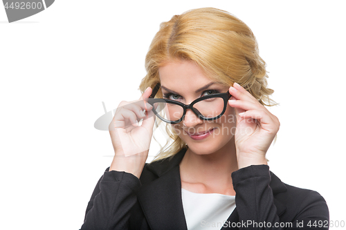 Image of Beautiful business lady in glasses