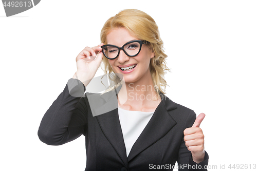 Image of Beautiful business lady in glasses