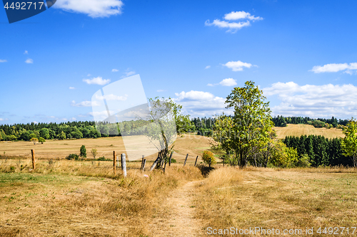 Image of Countryside landscape with dry fields 