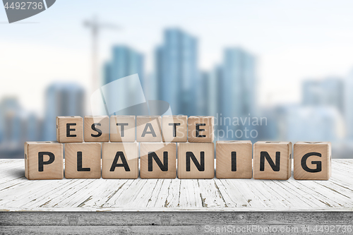 Image of Estate planning sign on a wooden pier