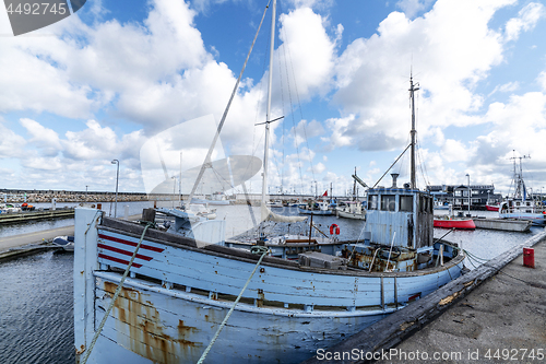 Image of Old traditional fishing boat in a Scandinavian harbor