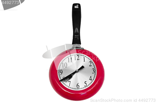Image of Time for cooking pan in red colors