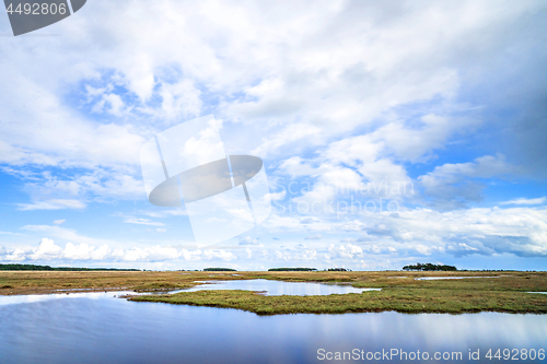 Image of River landscape with dry plains under a blue sky