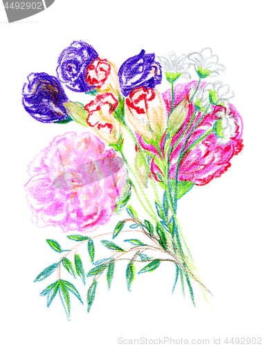 Image of Beautiful bouquet of flowers drawn by hand 