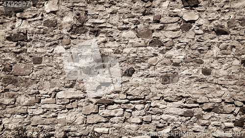 Image of Ancient wall with stones, cobblestones and bricks