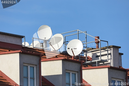 Image of Rooftop Parabola Satellite Receivers