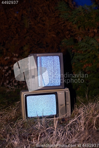 Image of TV no signal in grass